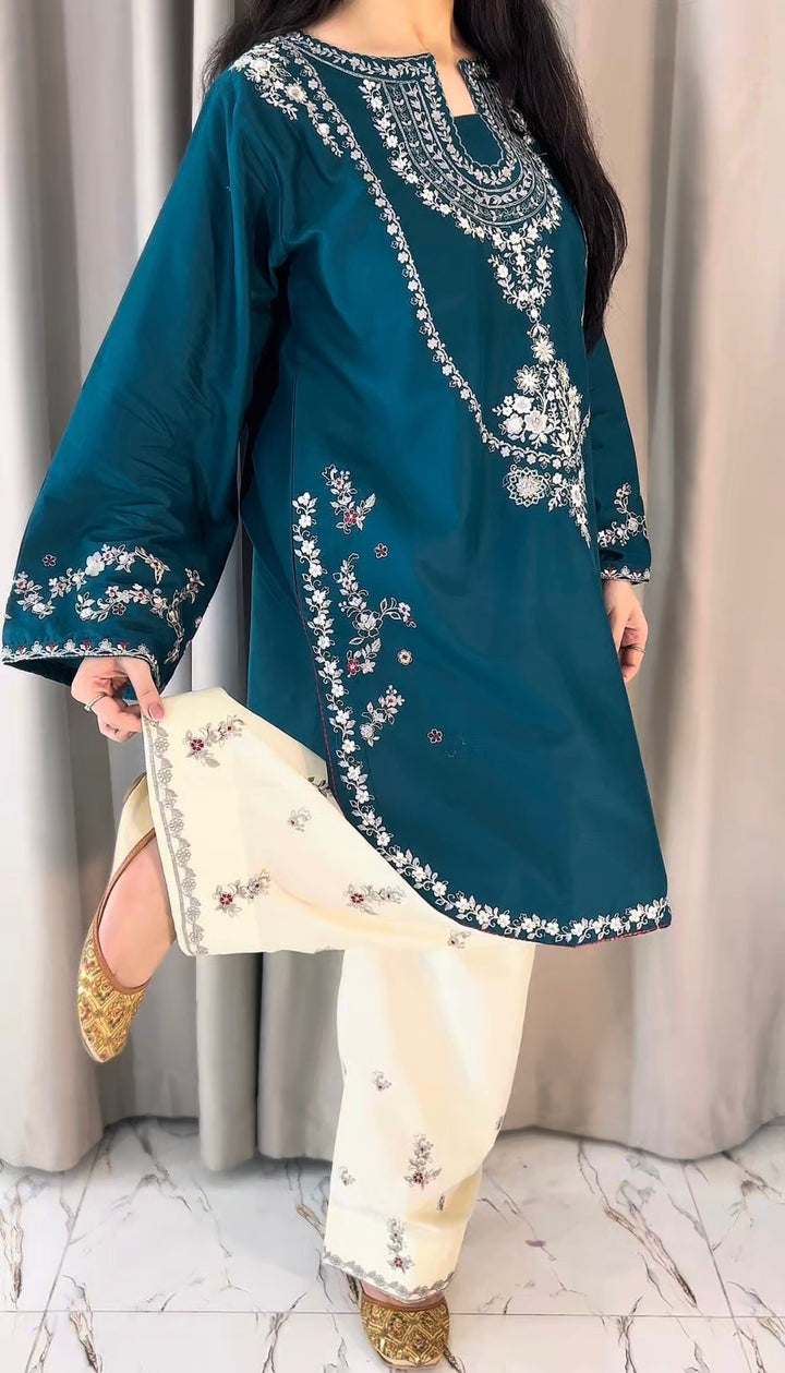 Anmol - 2PC Unstitched Dhanak Embroidered Suit