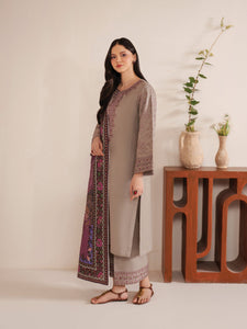 Summer Unstitched 3PCs Embroidered Lawn Dress With Printed Monar Dupatta SR-240