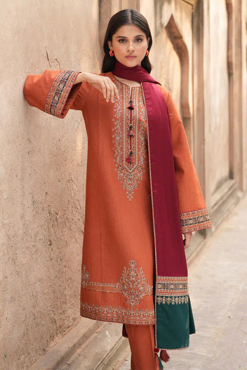 Jazmin - 3PC Unstitched Embroidered Lawn Suit - Heavy Front & Diamond Dupatta