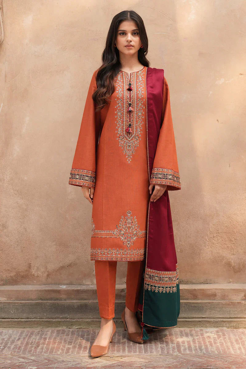 Jazmin - 3PC Unstitched Embroidered Lawn Suit - Heavy Front & Diamond Dupatta