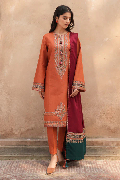 Jazmin - 3PC Unstitched Embroidered Lawn Suit - Heavy Front & Diamond Dupatta