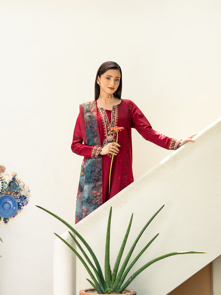 Mahrosh - Dhanak 3-Piece Unstitched Embroidered Suit