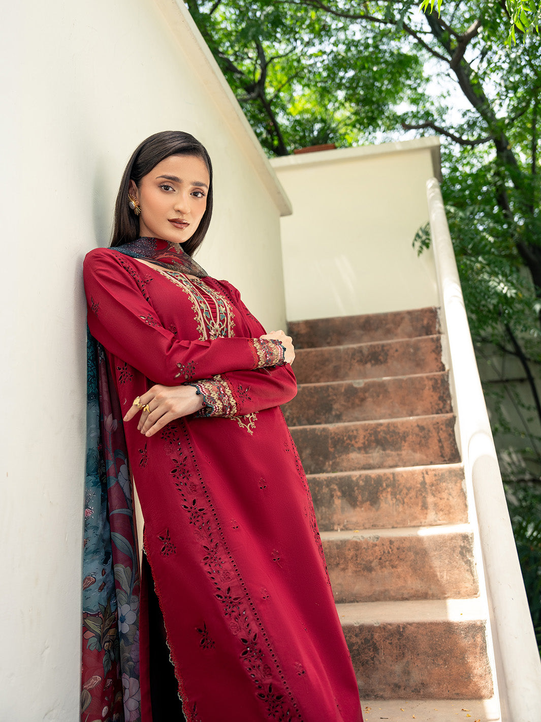 Mahrosh - Dhanak 3-Piece Unstitched Embroidered Suit