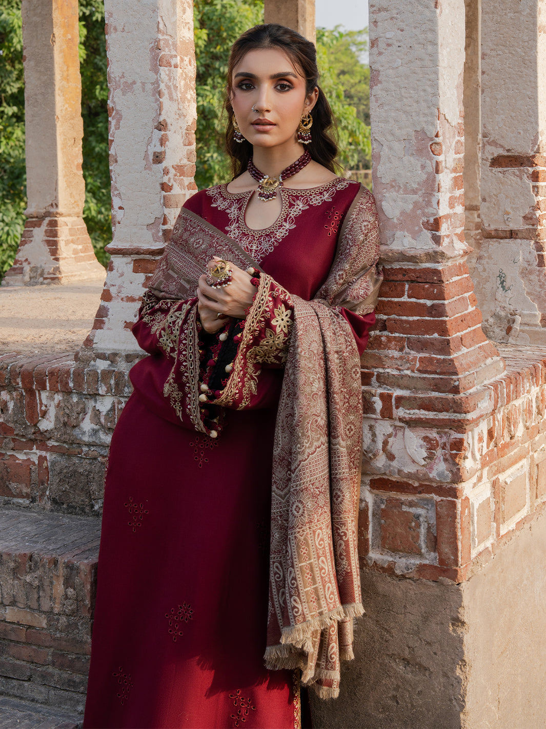 Izel - Dhanak 3-Piece Unstitched Embroidered Suit