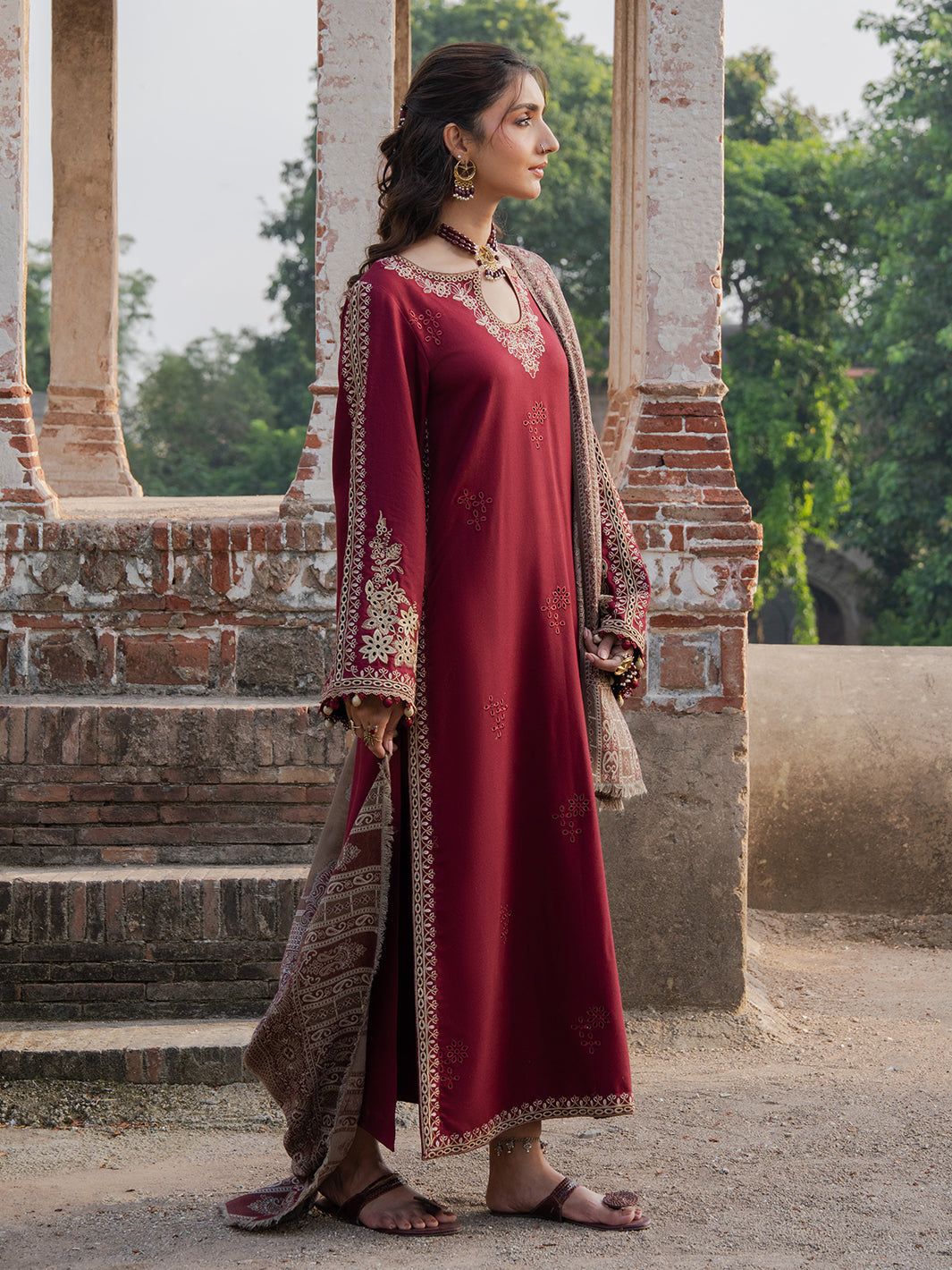 Izel - Dhanak 3-Piece Unstitched Embroidered Suit