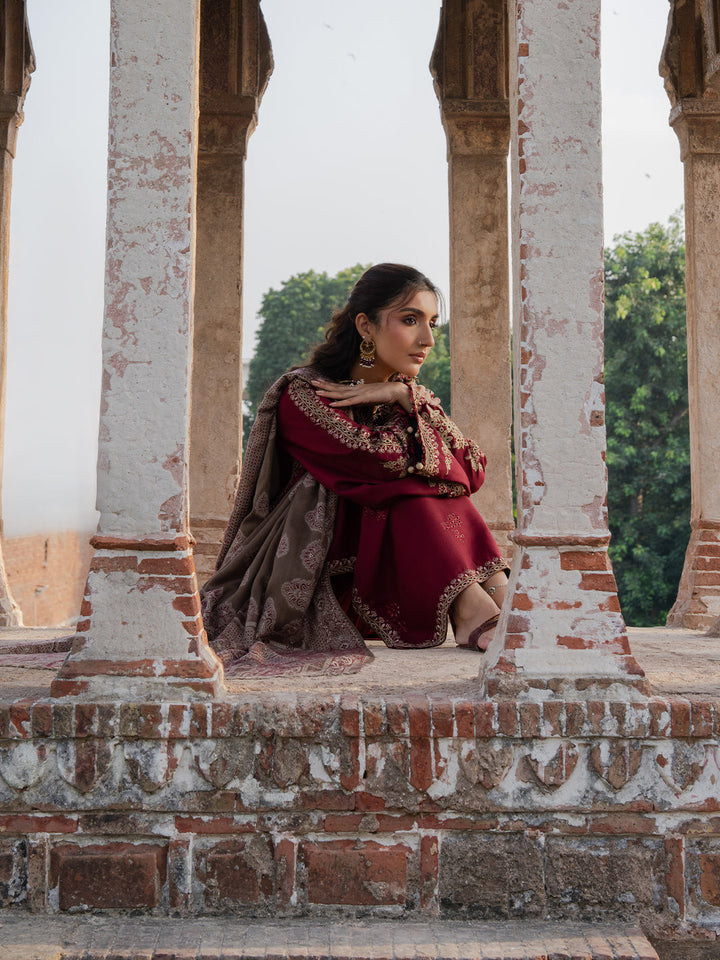 Izel - Dhanak 3-Piece Unstitched Embroidered Suit