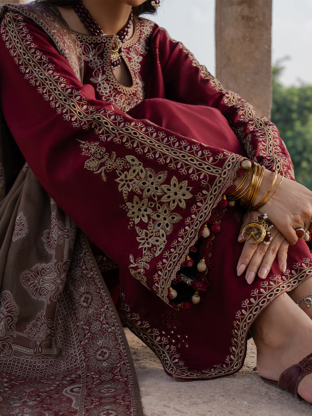 Izel - Dhanak 3-Piece Unstitched Embroidered Suit