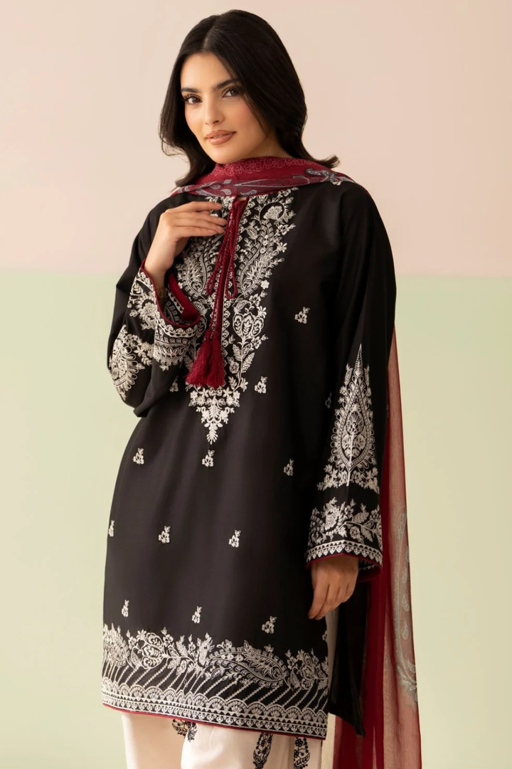 Marwa - Dhanak 3-Piece Unstitched Embroidered Suit