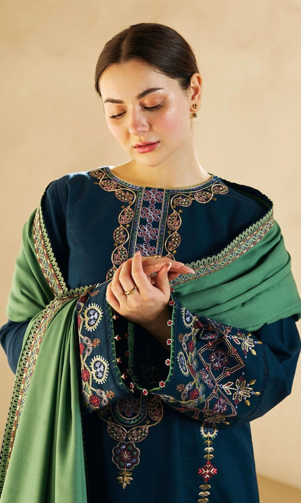 Zara Shahjahan - 3PC (Unstitched) Embroidered Dhanak Suit With Dhanak Dupatta