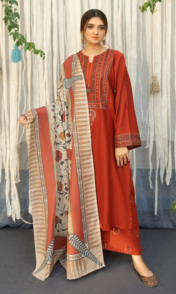 URGE - 3PC (Unstitched) Embroidered Dhanak Suit