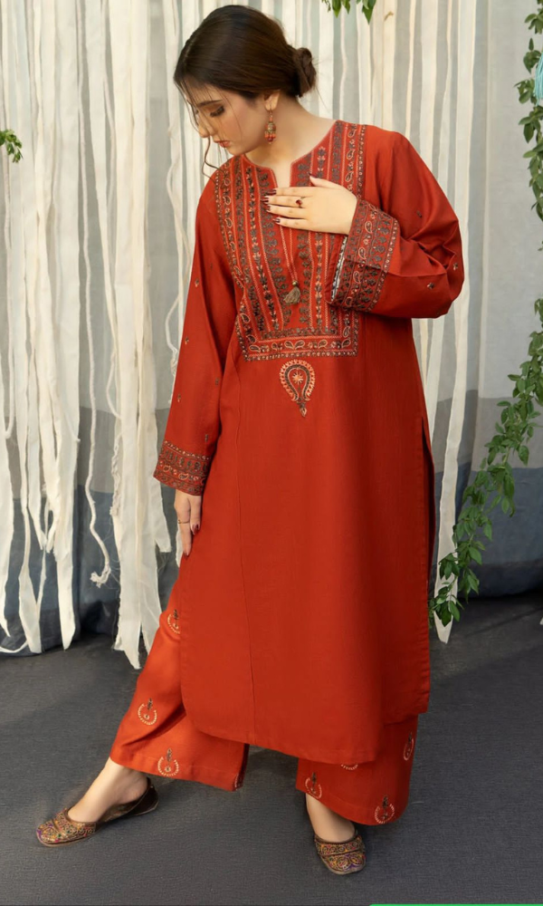 URGE - 3PC (Unstitched) Embroidered Dhanak Suit