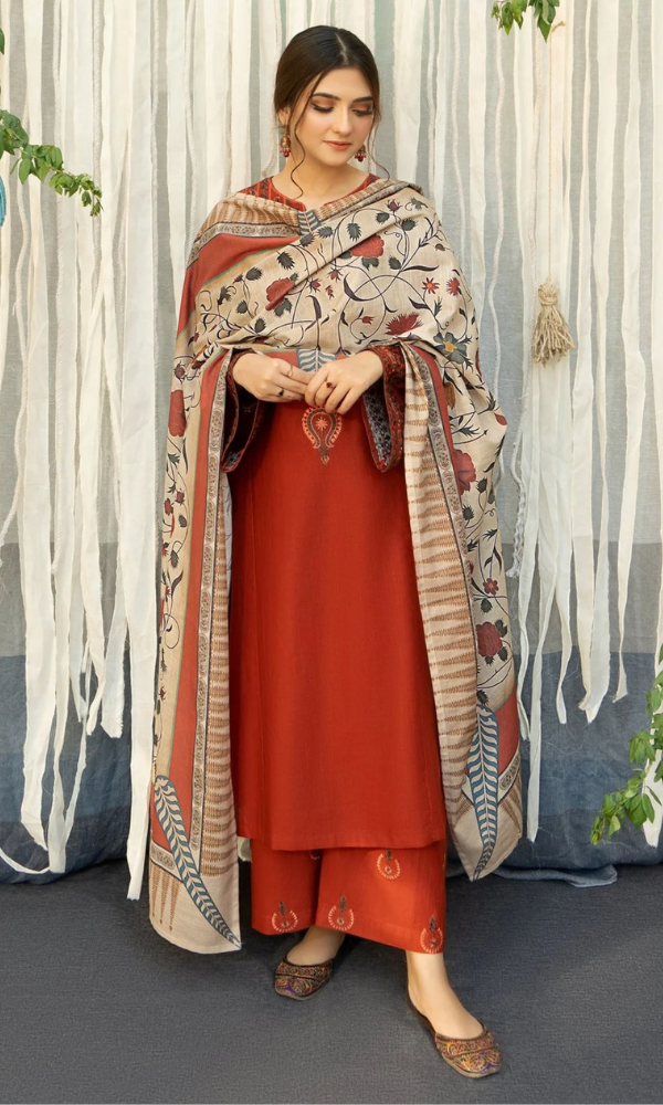 URGE - 3PC (Unstitched) Embroidered Dhanak Suit