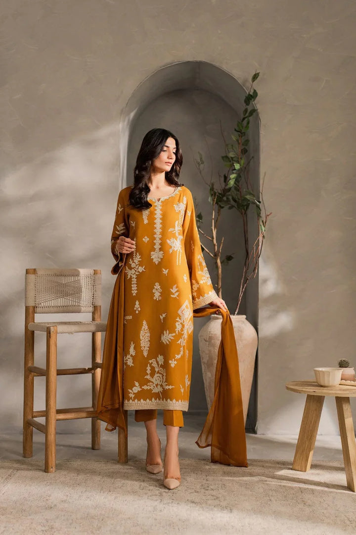 Rumi - Dhanak 3-Piece Unstitched Embroidered Suit