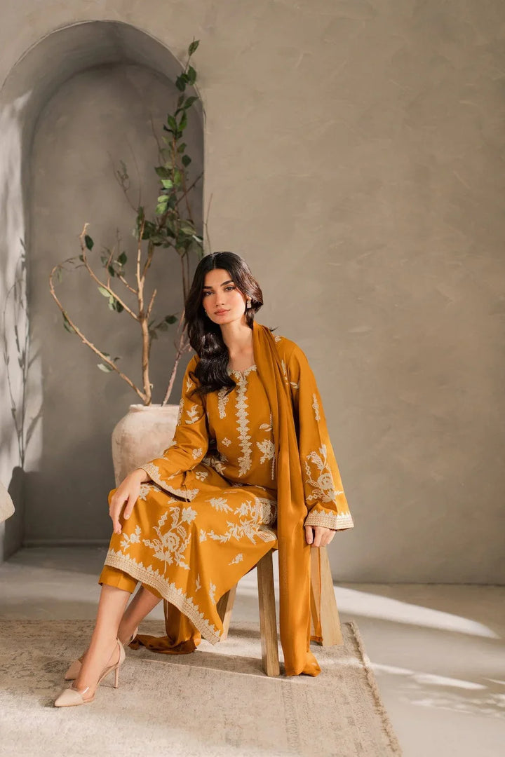 Rumi - Dhanak 3-Piece Unstitched Embroidered Suit