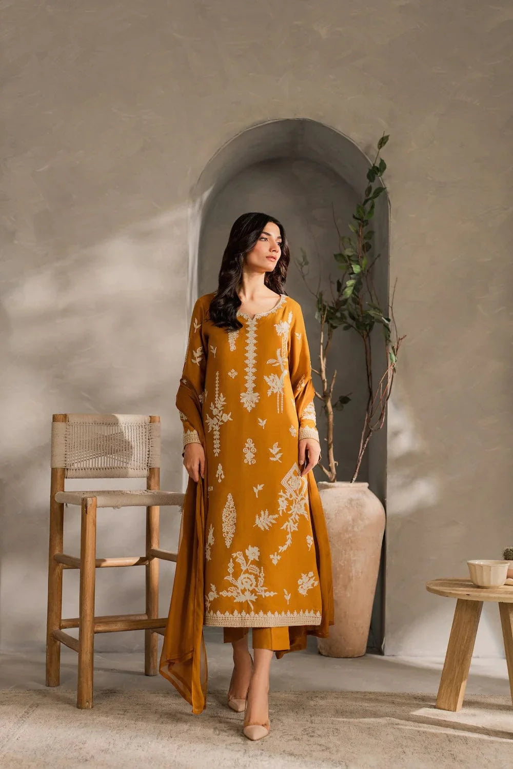 Rumi - Dhanak 3-Piece Unstitched Embroidered Suit