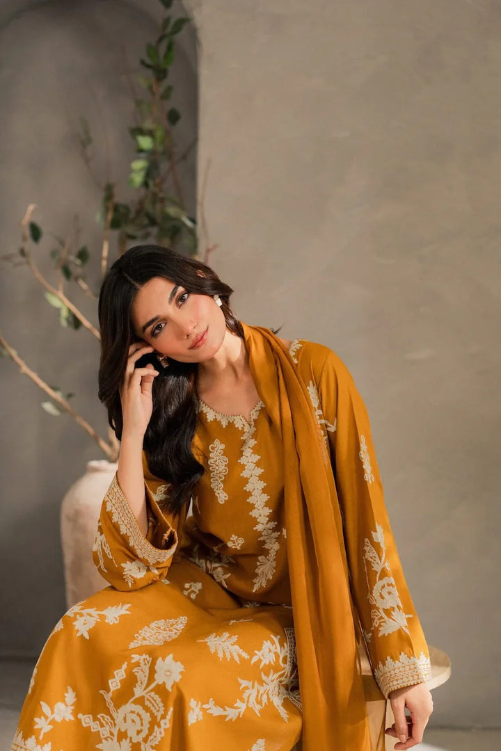 Rumi - Dhanak 3-Piece Unstitched Embroidered Suit