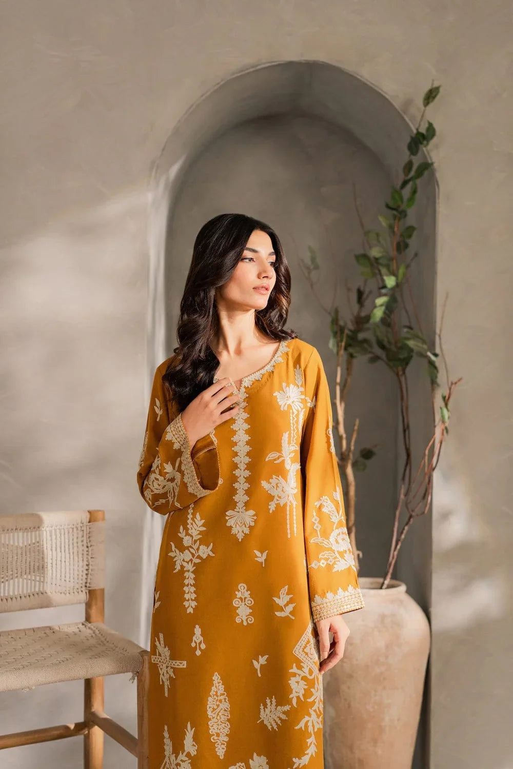 Rumi - Dhanak 3-Piece Unstitched Embroidered Suit