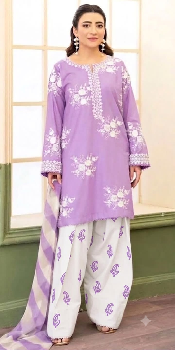 Zara Shahjahan - 3PC Unstitched Dhanak Embroidered Suit
