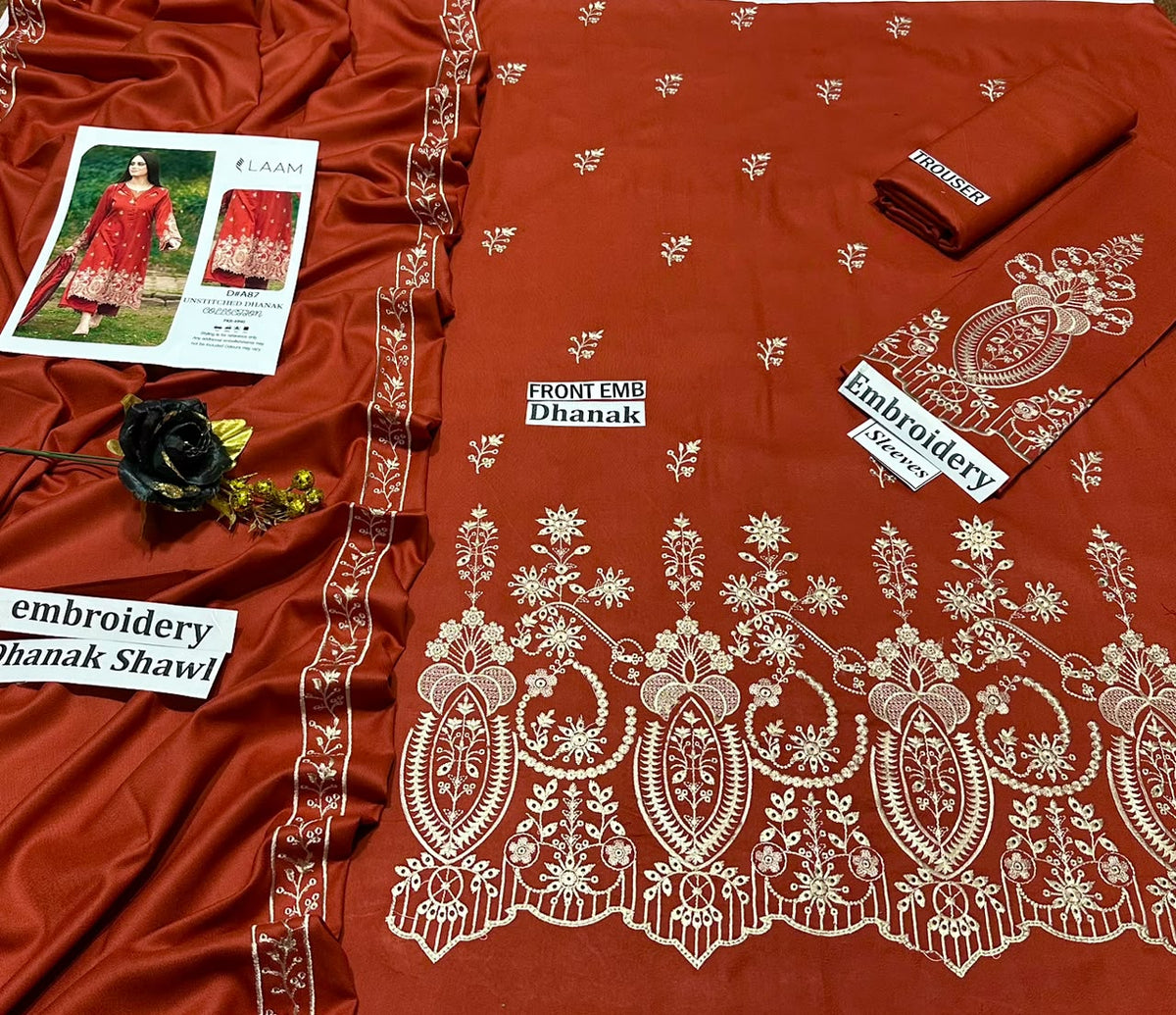 LAAM - Dhanak 3-Piece Unstitched Embroidered Suit-LF-01