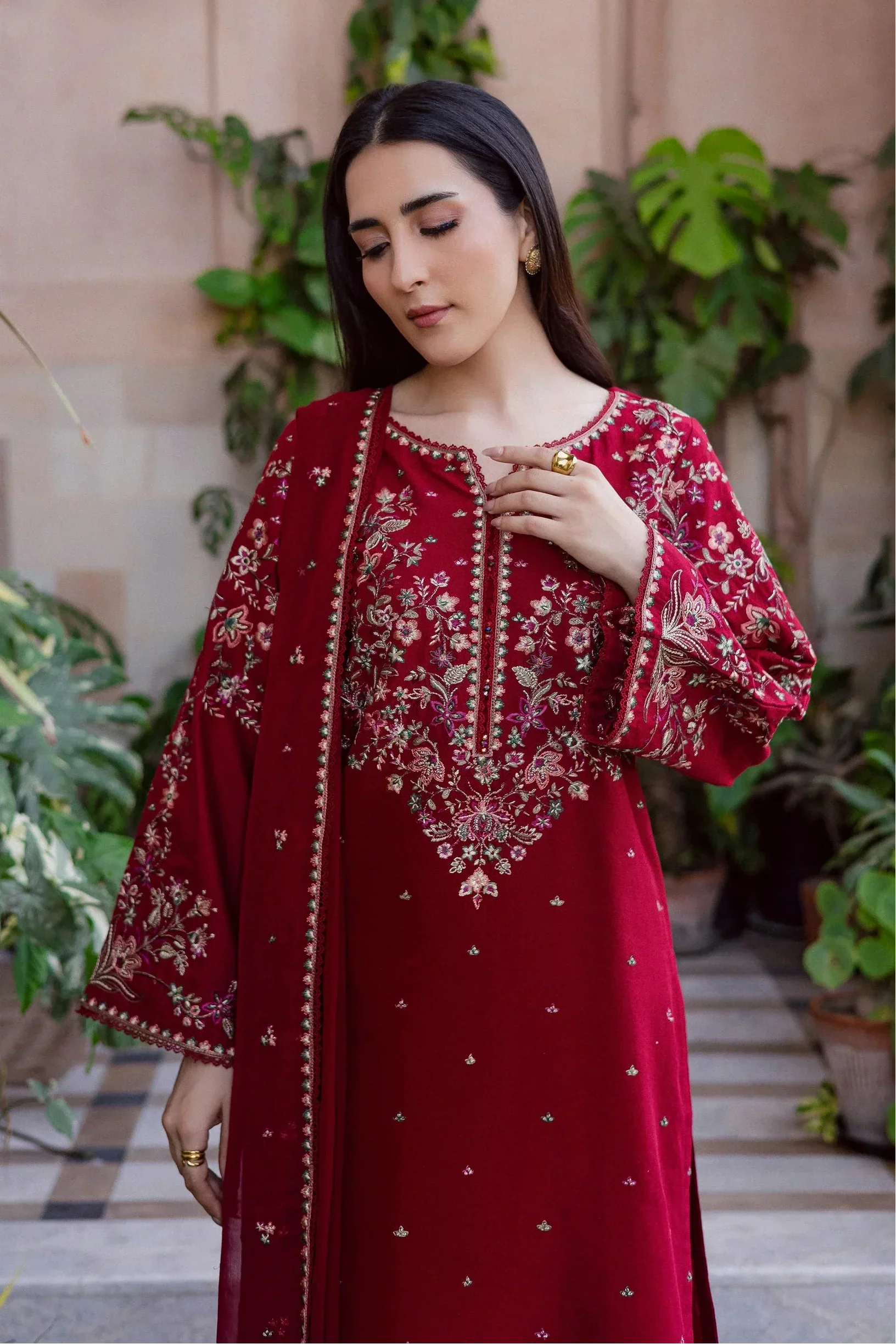 BATIK - 3PC LAWN EMBROIDERED SHIRT WITH CHIFFON EMBROIDERED DUPATTA AND TROUSER - HZG2960