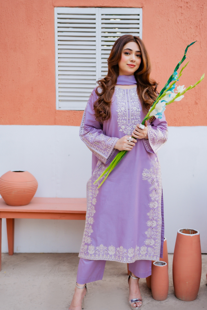 PEZWAN - 3PC Unstitched Dhanak Heavy Embroidered Suit