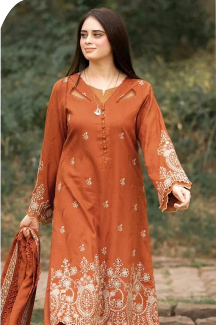 Laam - 3PC Unstitched Dhanak Embroidered Suit
