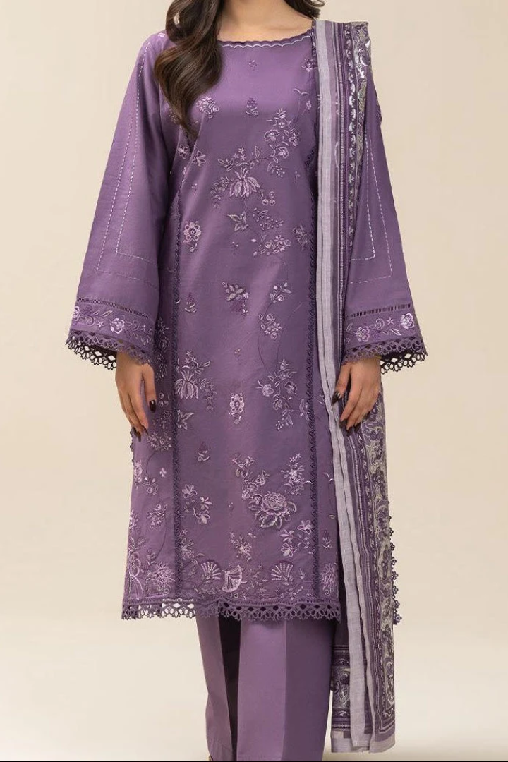 Grace S1402 - Embroidered 3pc Lawn Dress With Printed Voile Dupatta.