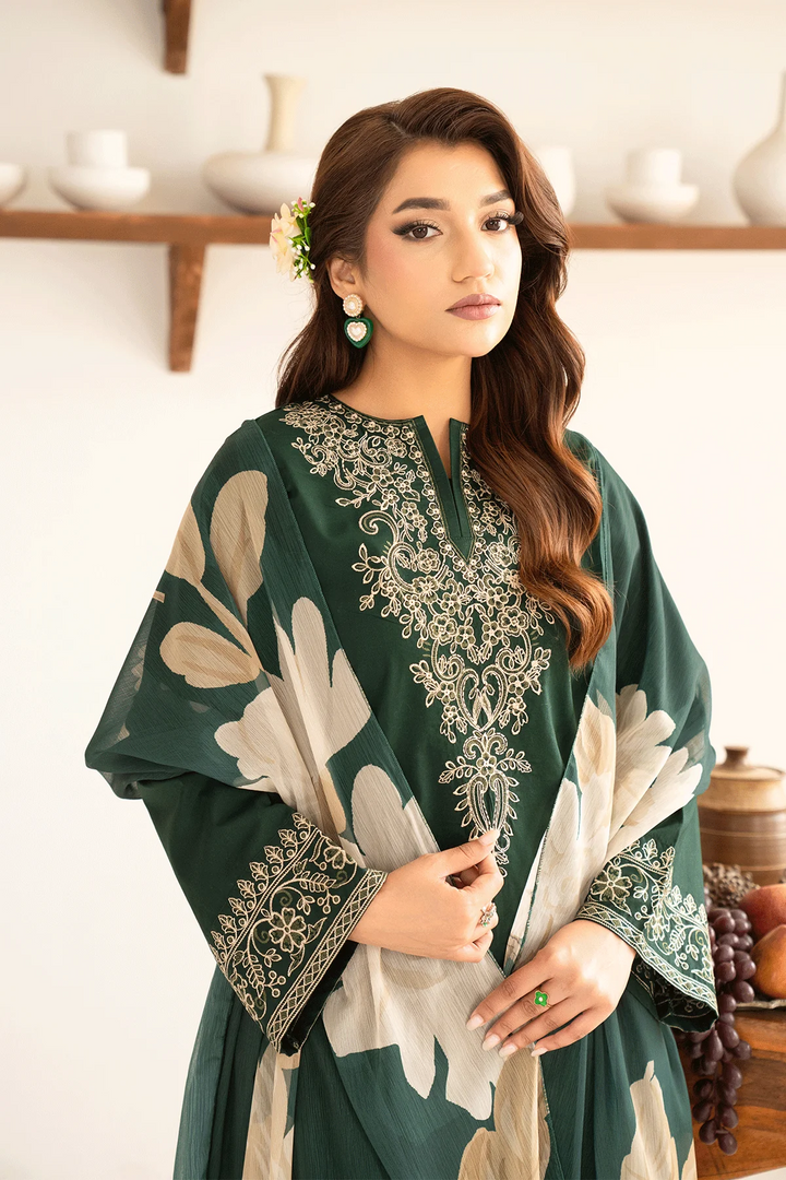Aasna - Dhanak 3-Piece Unstitched Embroidered Suit