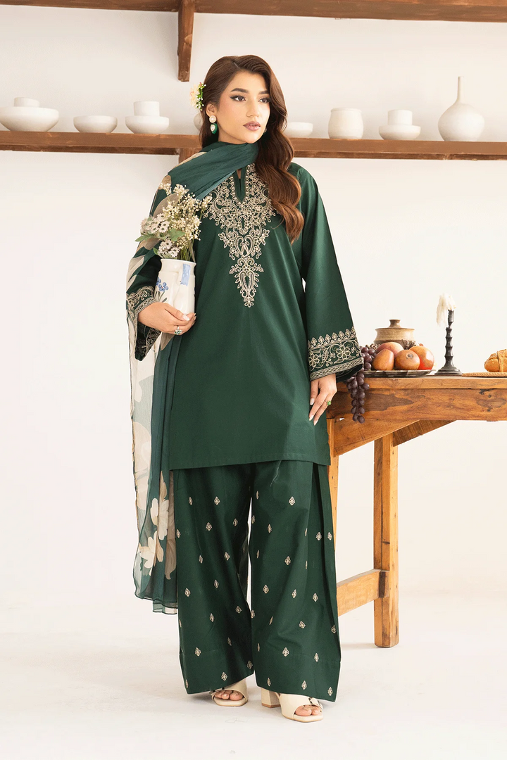 Aasna - Dhanak 3-Piece Unstitched Embroidered Suit