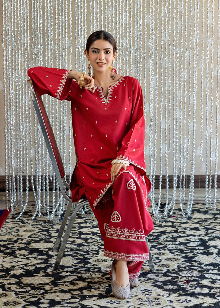 Red Rose 2 Piece - Unstitched Dhanak Embroidered Suit