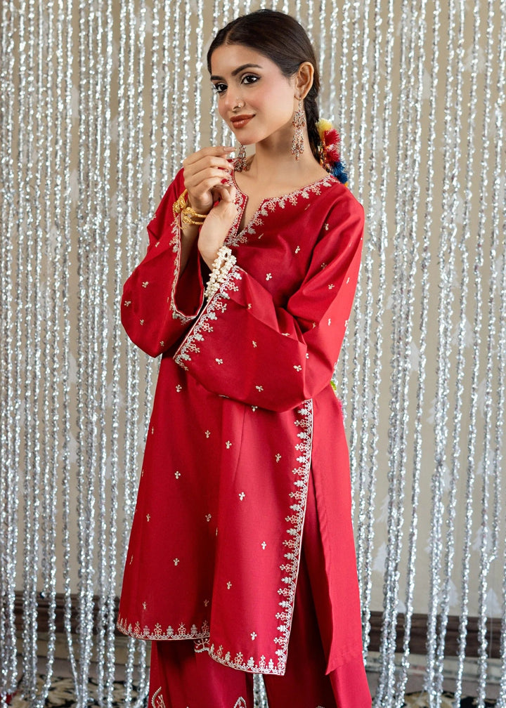 Red Rose 2 Piece - Unstitched Dhanak Embroidered Suit