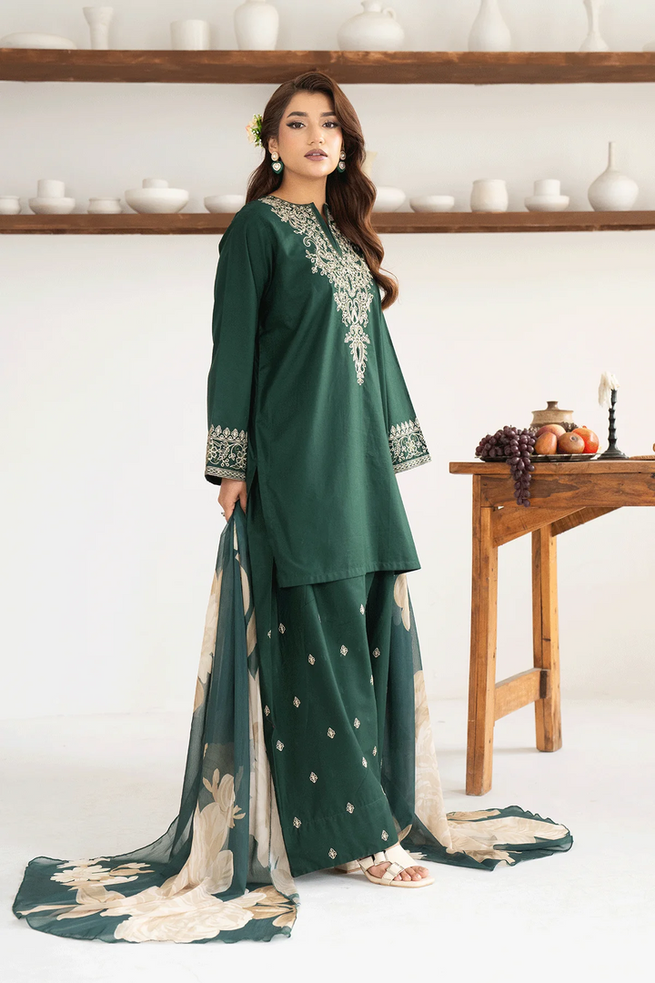 Aasna - Dhanak 3-Piece Unstitched Embroidered Suit
