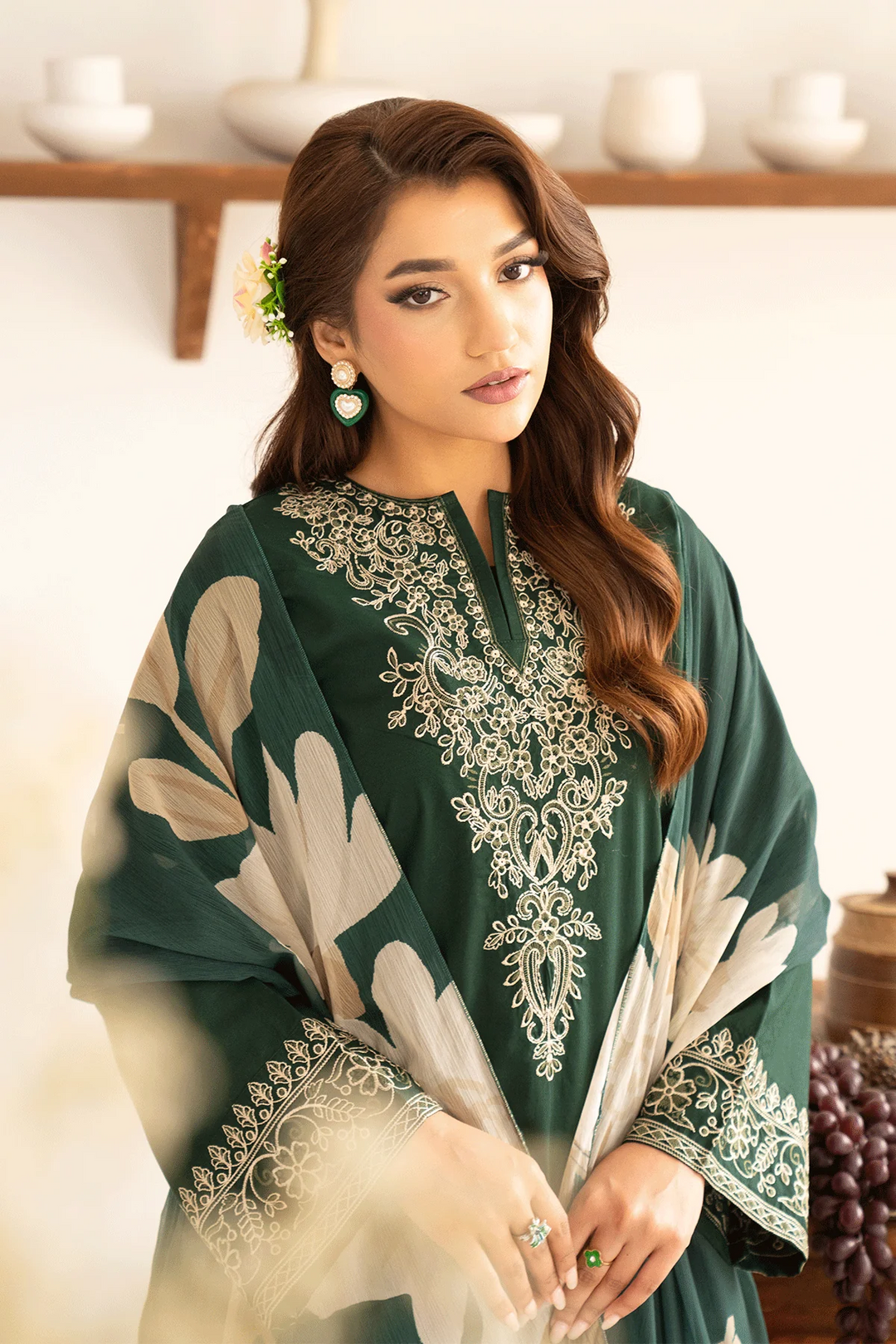 Aasna - Dhanak 3-Piece Unstitched Embroidered Suit