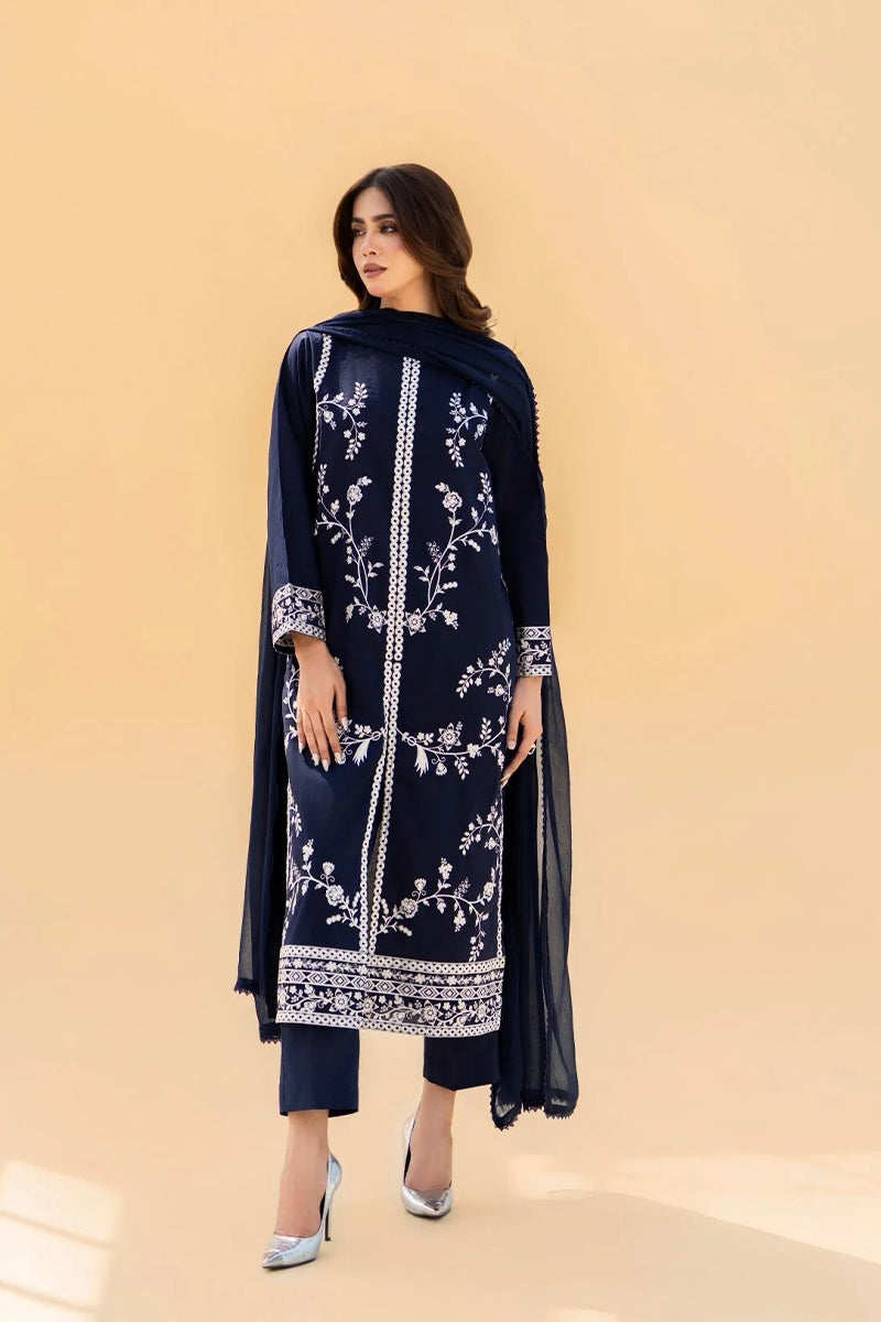 SERAN - 3PC UNSTICH DHANAK EMBROIDERED