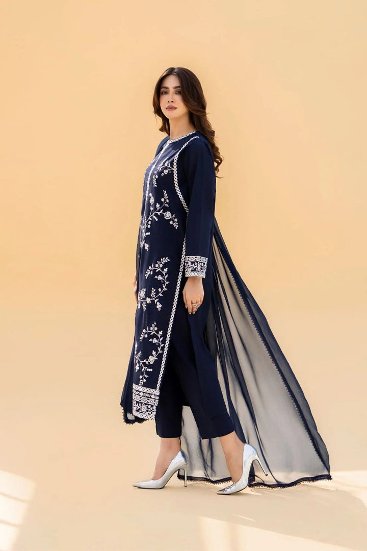 SERAN - 3PC UNSTICH DHANAK EMBROIDERED