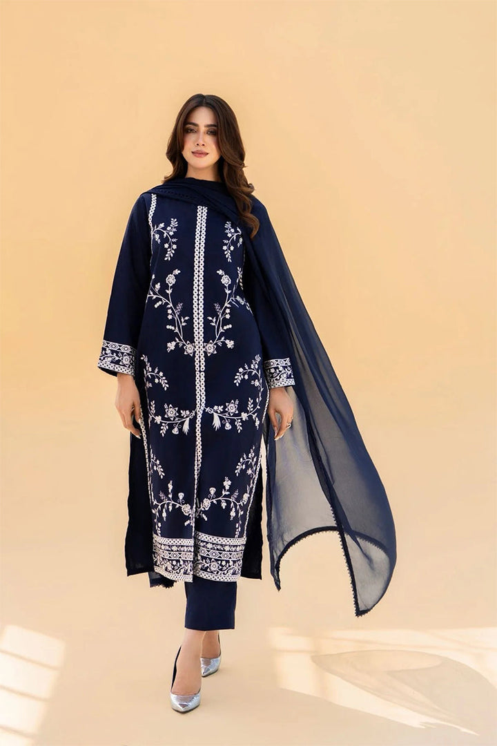 SERAN - 3PC UNSTICH DHANAK EMBROIDERED