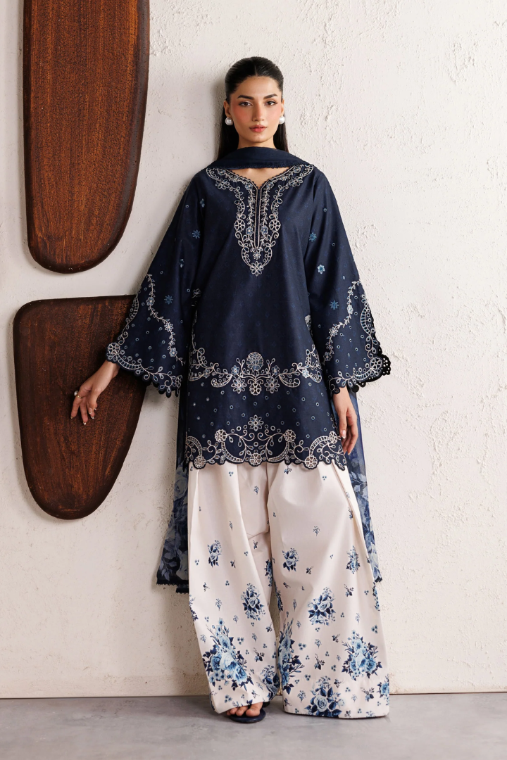 Iznik - Dhanak 3-Piece Unstitched Embroidered Suit