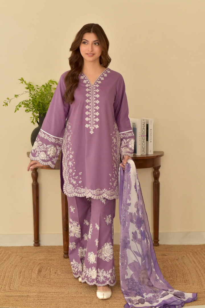 Zara Shahjahan - Dhanak 3-Piece Unstitched Embroidered Suit