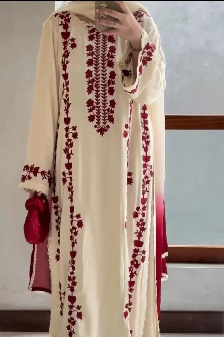 Zarif - Dhanak 3-Piece Unstitched Embroidered Suit