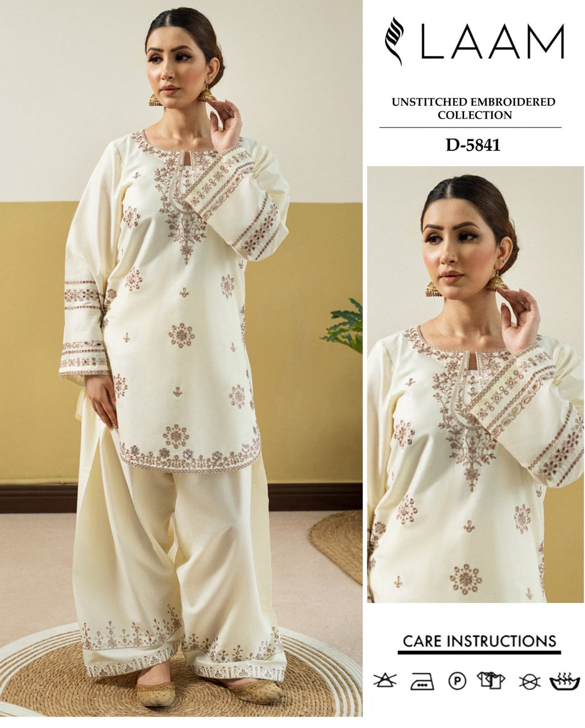 LAAM 2 Piece - Unstitched Dhanak Embroidered Suite