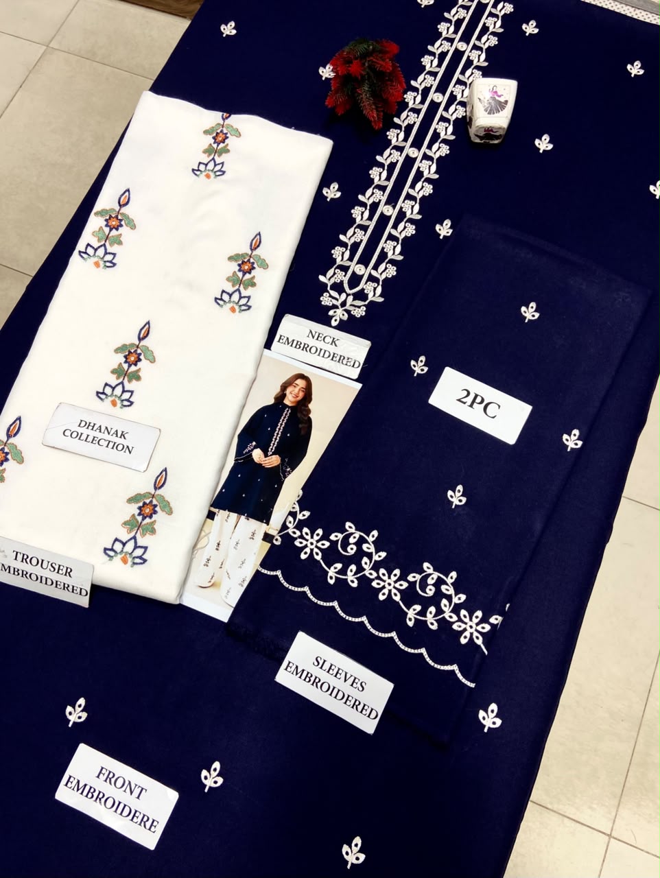 2 Piece - Unstitched Dhanak Embroidered Suit