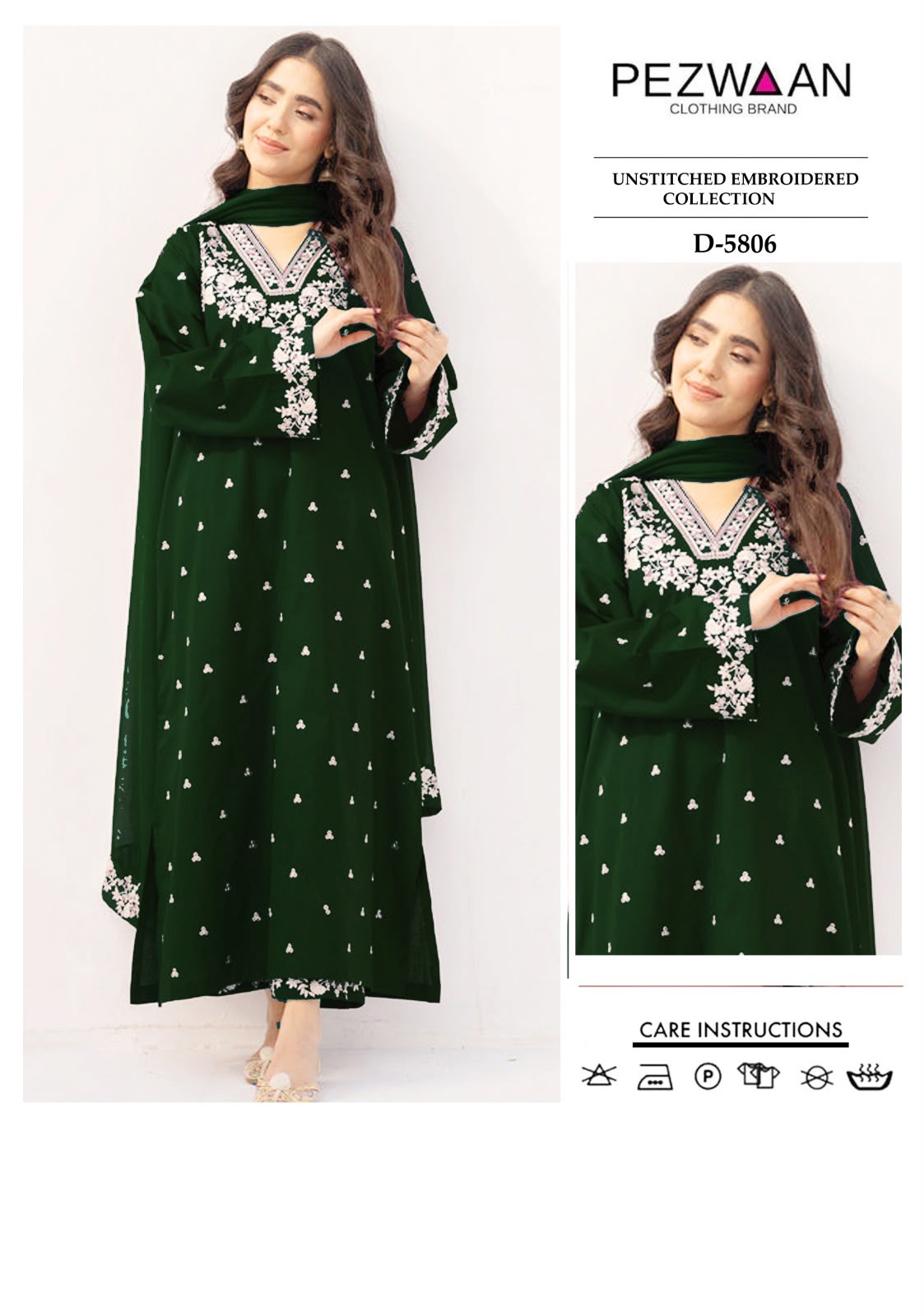 2 Piece - Unstitched Dhanak Embroidered Suit