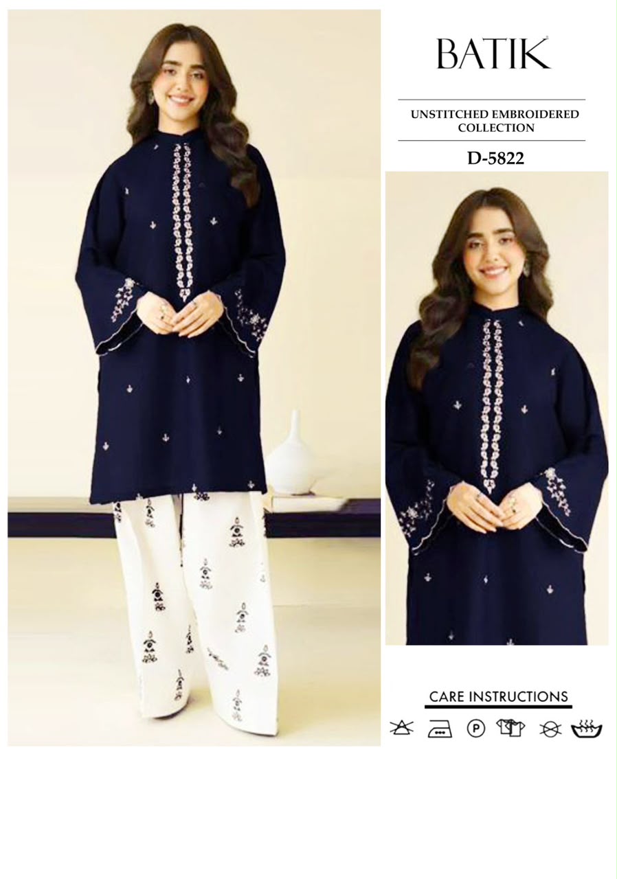 2 Piece - Unstitched Dhanak Embroidered Suit