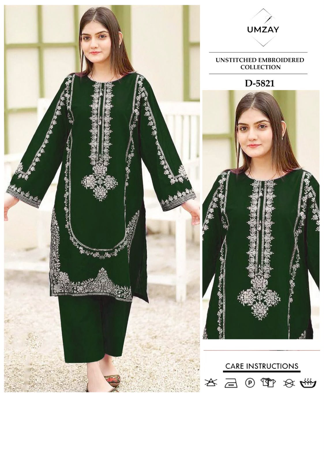 2 Piece - Unstitched Dhanak Embroidered Suite