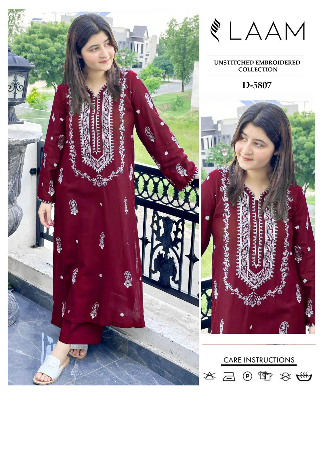 2 Piece - Unstitched Dhanak Embroidered Suit