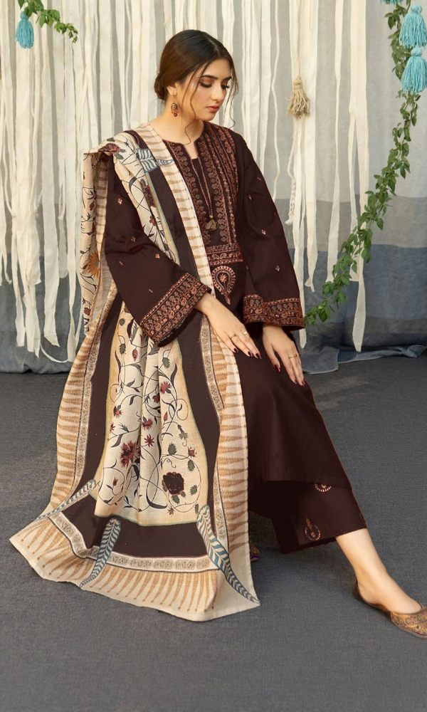 Urge - Dhanak 3-Piece Unstitched Embroidered Suit