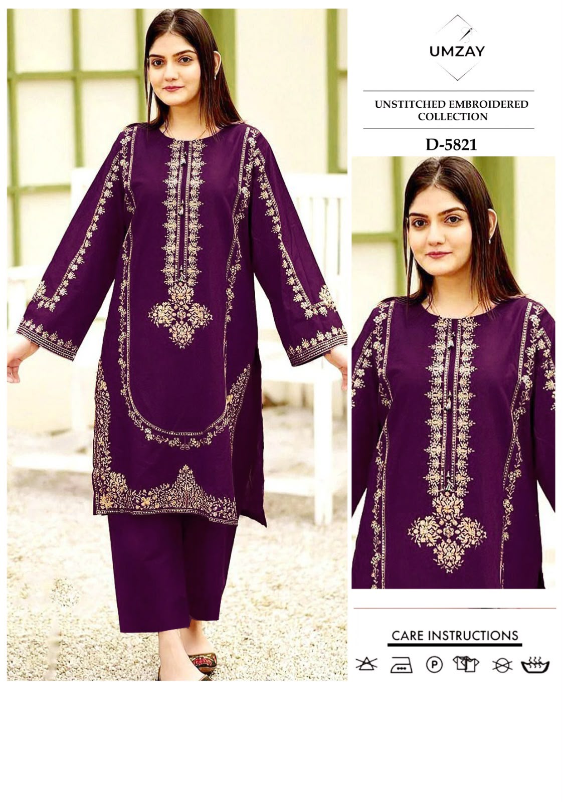 2 Piece - Unstitched Dhanak Embroidered Suite