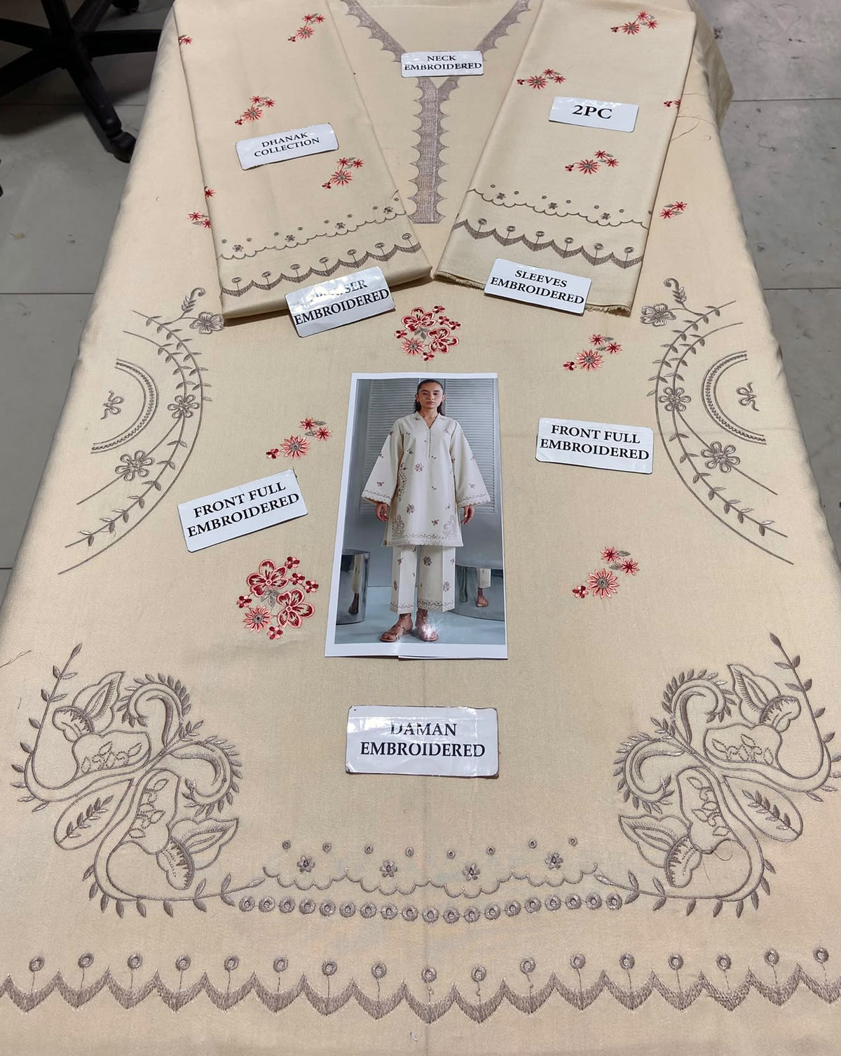 2 Piece - Unstitched Dhanak Embroidered Suite