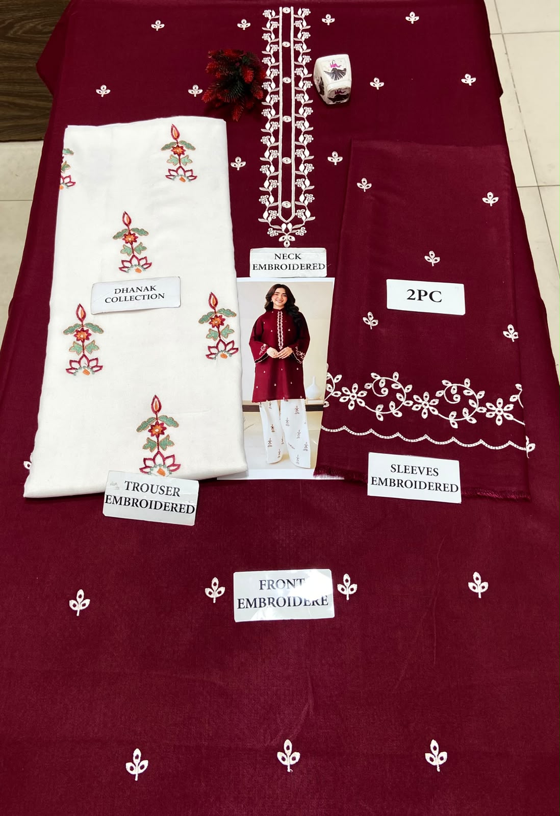 2 Piece - Unstitched Dhanak Embroidered Suit