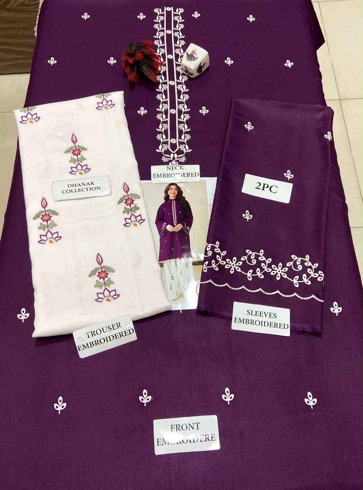 2 Piece - Unstitched Dhanak Embroidered Suit